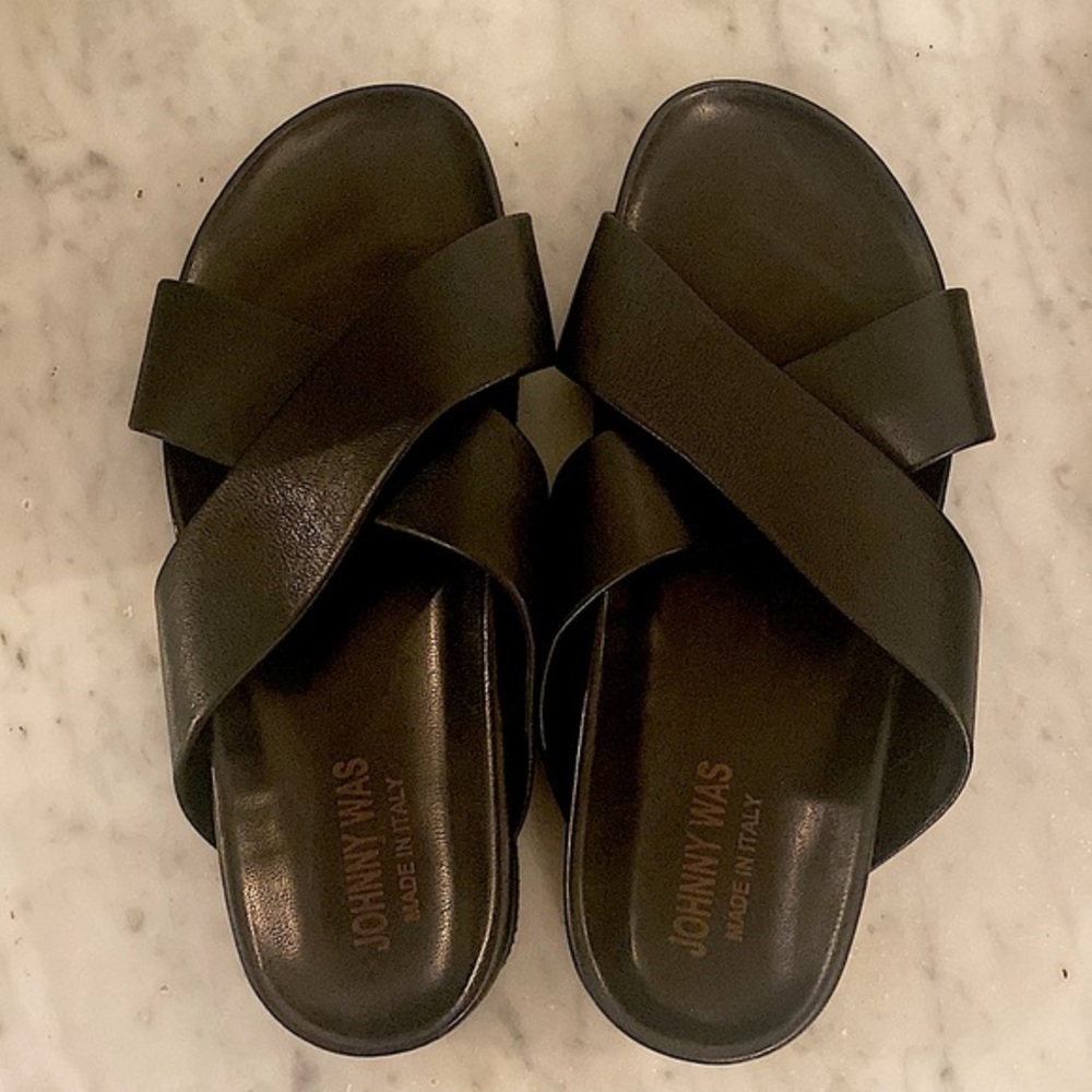 Johnny Was Black Leather Sandals - 40/9